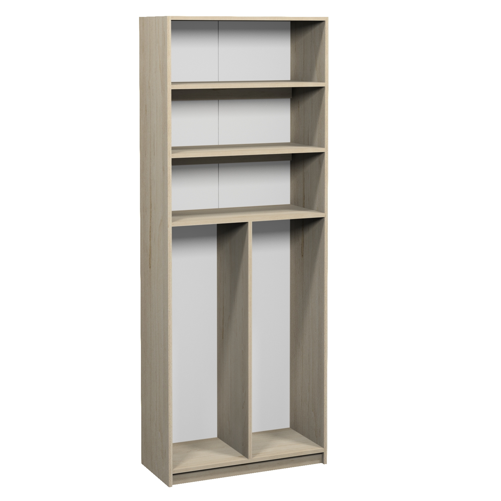 Відкрита шафа з 3-ма посиленими полицями та 2-ма вертикальними відділами, матеріал корпусу - ЛДСП, АЛМАНТ, 800х370х2110 мм.